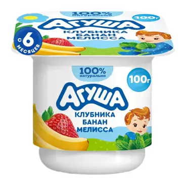 Творог Агуша Детский Клубника Банан Мелисса 3,8% 100г