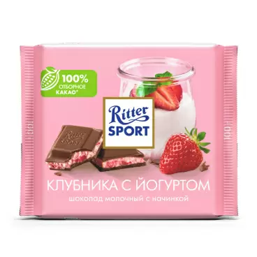 Шоколад Ritter Sport Молочный Клубника с Йогуртом 100г
