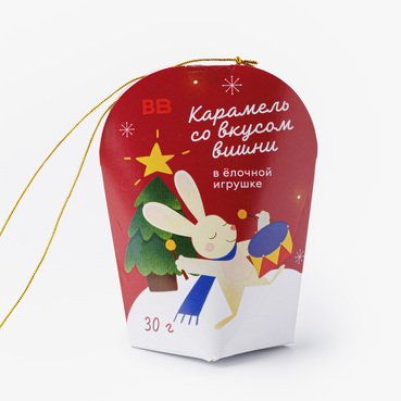Карамель со вкусом вишни в ёлочной игрушке, 30г