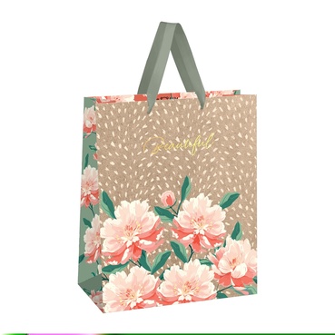 Пакет подарочный Meshu Flowers 33х42х12 см крафт