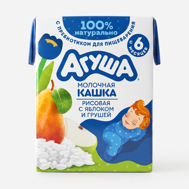 Каша молочная Агуша Засыпай-ка Рисовая с яблоком и грушей с 6 месяцев 200 мл