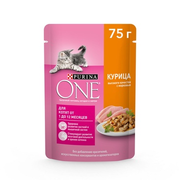 Корм влажный Purina one для котят с курицей и морковью 75 г