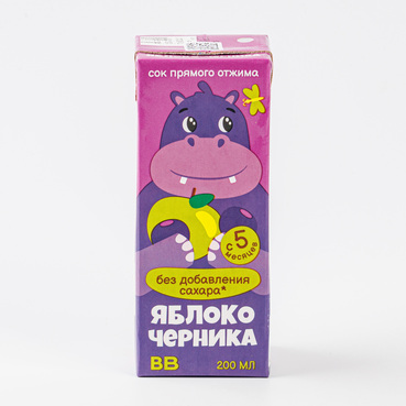 Сок детский яблоко-черника прямого отжима, 200 мл