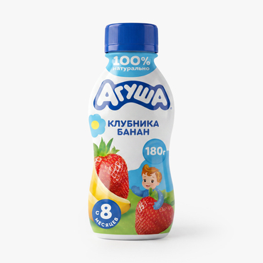 Йогурт питьевой Агуша Клубника-банан 2.7% с 8 месяцев 180 г