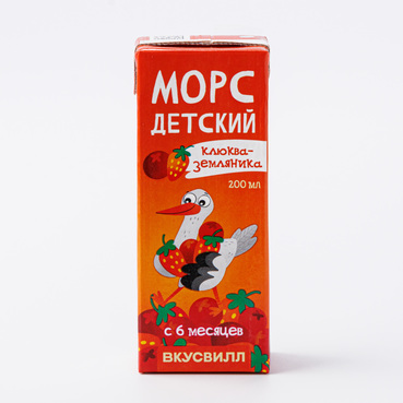Морс детский клюква-земляника, 200 мл
