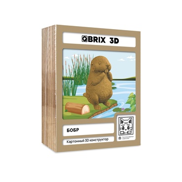 Конструктор детский QBRIX 3D Бобр картонный