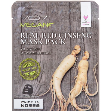 Маска тканевая Vo7 Real Vegan с экстрактом корня красного женьшеня омолаживающая 25 г 1 шт