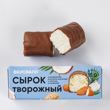 Сырок творожный с кокосом и миндалем 15% — архивное изображение (ВкусВилл)