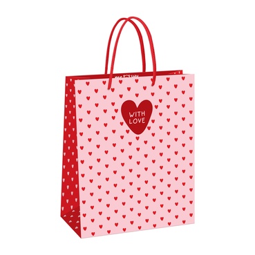 Пакет подарочный Meshu Heart pattern 26х32х12 см матовая ламинация
