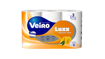 Бумага туалетная Veiro Luxx с ароматом манго 3-слойная 6 рулонов