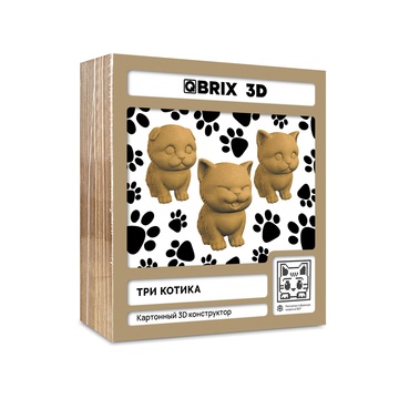 Конструктор детский QBRIX 3D Три котика картонный