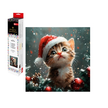 Алмазная мозаика Феникс+ Новогодний котенок 30х30 см