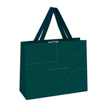Пакет подарочный Meshu Monocolor Emerald 32х26х12 см матовая ламинация