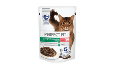 Корм влажный для стерилизованных кошек Perfect Fit с говядиной 75 г