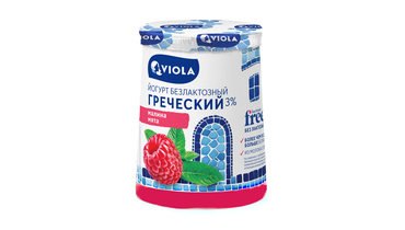 Йогурт Viola Free Греческий безлактозный с малиной и мятой 3% 140 г