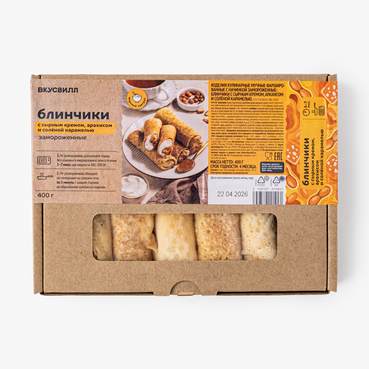 Блинчики с сырным кремом, арахисом и соленой карамелью, зам.