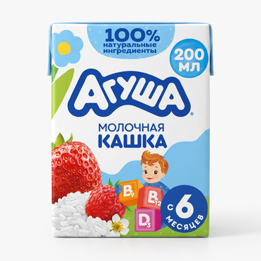 Каша молочная рисовая Агуша Яблоко-Земляника-Клубника с 6 месяцев 200 мл