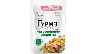 Корм влажный Гурмэ для взрослых кошек c высоким содержанием лосося и с зеленой фасолью 75 г
