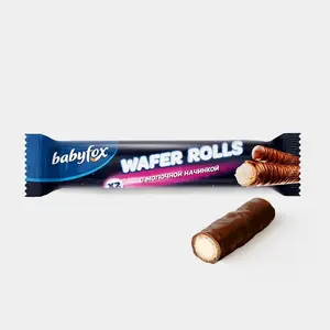 Трубочки «Babyfox wafer rolls» с молочной начинкой, 16 г