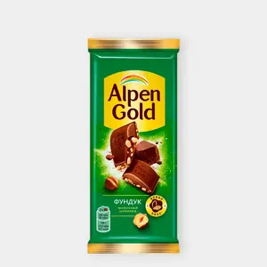Шоколад молочный «Alpen Gold» с дробленым фундуком, 80 г